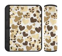 Happy Valentine Lot de 2 coussinets de ceinture de sécurité pour voiture Motif léopard Marron