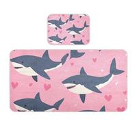 Happy Valentine - Matelas rafraîchissant pour berceau de bébé motif dessin animé requin, poisson, rose, 71,1 x 132,1 cm, pour enfants, adultes