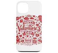 Happy Valentine's Day Doodle Collage Cute Love Icons Art Coque pour iPhone 13