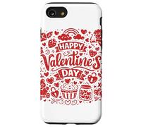 Happy Valentine's Day Doodle Collage Cute Love Icons Art Coque pour iPhone SE (2020) / 7/8