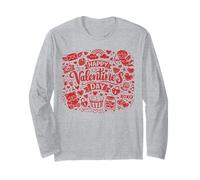 Happy Valentine's Day Doodle Collage Cute Love Icons Art Manche Longue