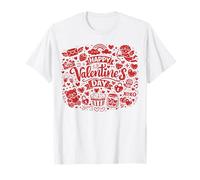 Happy Valentine's Day Doodle Collage Cute Love Icons Art T-Shirt