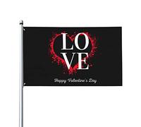 Happy Valentine's Day Flag 3x5 Ft One Side Outdoor Farmhouse Yard Sign Garden Drapeau décoratif avec œillets en laiton