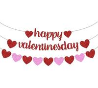 Happy Valentine's Day Guirlande rouge rose pailleté cœur guirlande bannière pour filles femmes Saint-Valentin thème fête décoration fournitures