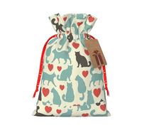 Happy Walking Kitty Sac à cordon léger avec étiquette en kraft pour Noël Halloween