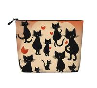 Happy Walking Kitty Trousse de maquillage en chanvre simple couche avec fermeture éclair Accessoires pour femme Noir Taille unique, Noir/blanc, One Size