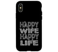 Happy Wife Happy Life Funny Husband Citation Coque pour iPhone X/XS