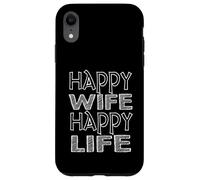 Happy Wife Happy Life Funny Husband Citation Coque pour iPhone XR