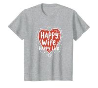 Happy Wife Happy Life: Loving Marriage Citation T-Shirt, Enfant, Gris Chiné, 2 Ans