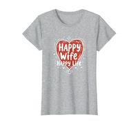 Happy Wife Happy Life: Loving Marriage Citation T-Shirt, Femme, Gris Chiné, 3XL