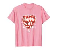 Happy Wife Happy Life: Loving Marriage Citation T-Shirt, Homme, Rose, 3XL
