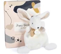 DOUDOU ET COMPAGNIE - Petit Doudou Lapin Plat - Blanc & Beige - 17 cm - Collection Happy Wild - Peluche Toute Douce - Idée Cadeau Naissance pour Bébé - Garantie Doudou Perdu - DC3881