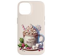 Happy Winter Themed Coffee and Hot Cocoa Graphic for Xmas Coque pour iPhone 14