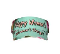 Happy Women's Day - Visière supérieure - Motif fleurs roses, corail et blanches - Réglable - Léger et pliable - Pour la course à pied, le tennis, le golf