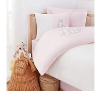 Happy Woody Parure de lit pour bébé fille avec housse de couette, draps et taies d'oreiller en coton biologique, lot de 4 pièces, rose