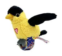 Happy Yappers Oiseau en peluche interactif - Mode diaphonie, sons musicaux et Chirping, mode sommeil, rechargeable, idéal pour les enfants à partir de 18 mois, avec câble de charge USB-C (noir)