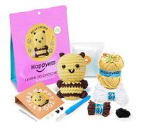 Happy Zoo Kits de crochet pour débutants adultes, avec tutoriel vidéo étape par étape, fil doux, Patrick le pingouin (Bella l'abeille)