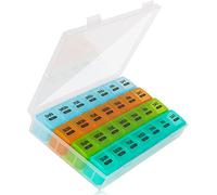 Happybase Grand pilulier mensuel pour 4 semaines, 28 jours, grands compartiments pour vitamines, huiles de poisson, compléments (coloré)