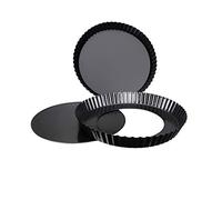 Happybase Moule à Tarte avec Fond Amovible, Moule à Quiche 9 inch, Plat a Tarte Revêtement Antiadhésif, Moule a Tarte Cannelé Rond pour Gateau, Tartes et Quiches, Plat à Quiche,Acier au Carbone