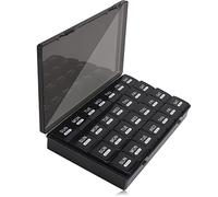 Happybase Pilulier mensuel pour 28 jours, organiseur de tablette de voyage, pilulier pour 4 semaines et un mois avec récipient anti-poussière pour vitamines, huile de foie de morue, suppléments et