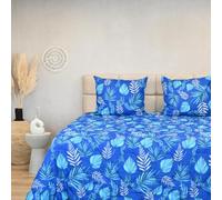 HappyBed - ["All-Year 240x220 - Lits Jumeaux - Couette Lavable sans Housse - Couette imprimée sans Housse - Couette avec Impression - Couette ajustée - Feuilles Bleues