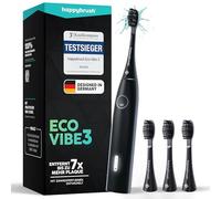 happybrush Brosse à dents sonique Eco Vibe 3 - La Grotte des Lions - Vainqueur du test - Brosse à dents électrique avec batterie de 6 semaines - Brosses à dents à ultrasons - Inclut 4 brossettes