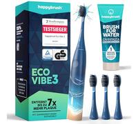happybrush Brosse à dents sonique Eco Vibe 3 - Vainqueur du test - 100 jours de test - Brosse à dents électrique avec batterie de 6 semaines - Brosse à dents à ultrasons - Avec 3 brossettes - Ocean