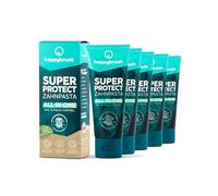 happybrush Dentifrice SuperProtect All-in-One 9 fois prend soin des gencives, aide à prévenir les caries dentaires - Lot de 5 dentifrices testés cliniquement au goût de menthe fraîche