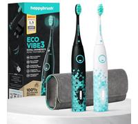 Happybrush Eco Vibe 3 Brosse à Dents Électrique, Lot de 2, avec Étui de Voyage (Blanc/Menthe, 1 unité (Lot de 3))
