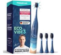 happybrush Eco VIBE 3 Brosse à Dents Électrique Sonique - Vainqueur du Test, Rechargeable jusqu'à 60 Jours - 3 Modes & Minuterie 2 Min - Brossettes & Étui Inclus - Bleu