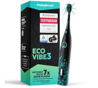 happybrush Eco Vibe 3 Brosse à dents sonique, électrique, avec batterie de 6 semaines, à ultrasons, vainqueur du test 2024, 100 jours, noir/menthe