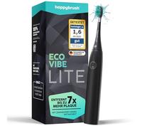 happybrush Eco VIBE Lite Brosse à Dents Électrique Sonique - Vainqueur du Test - 7x Plus de Plaque Éliminée, Batterie 6 Semaines USB-C - Idéale Débutants - Noir