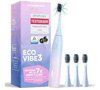 happybrush Eco Vibe Sunrise Brosse à dents électrique, kit de démarrage, brosse à dents sonique, avec batterie puissante de 6 semaines, avec 3 brossettes, tons pastel