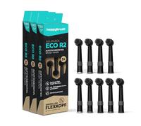 happybrush Lot de 9 Têtes de Rechange (3x3) pour Brosses à Dents Rotatives - Compatibles R2 & Modèles d'Autres Fabricants - Poils au Charbon Actif, Véganes - Noir