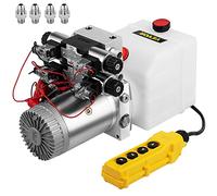 Happybuy Pompe hydraulique à double action - Unité d'alimentation hydraulique - Double solénoïde - Alimentation hydraulique 12 V CC - Réservoir de 4,5 litres - Pour remorque, levage de voiture