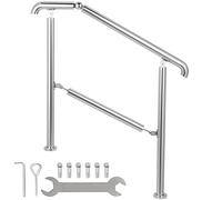 Happybuy Rampe de transition à 3 marches en acier inoxydable pour surface plane et 1 à 3 marches réglables pour escalier intérieur ou extérieur Capacité 100 kg Avec kit d'installation