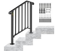 Happybuy Rampe d'Escalier 2 à 3 Marches Garde-corps pour Escalier Main Courante Noire pour Escalier