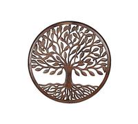 happyDko Décoration murale : Arbre de vie sculpté en Bois, Marron, H 60 cm