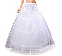 Happydress Jupons Crinoline 3 Cerceau 1 Couche pour Robe de Mariage, Mariée, Bal - Jupes Wedding Petticoat Femme (Blanc, 42)