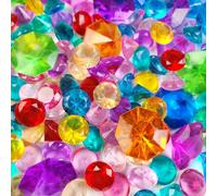 HappyFiller Lot de 130 faux diamants en acrylique 2 tailles mélangées pour piscine, boîte au trésor, bijoux de chasse, décoration de fête de mariage, décoration de table, remplissage de vase coloré