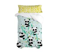 HappyFriday Moshi Moshi Panda Garden Blue Parure de lit 2 pièces pour lit de 80/90 cm