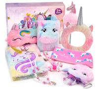 HappyGoLucky Cadeau Fille 3 4 5 6-10 Ans, Journal Intime Fille Cadeaux de Noël Enfants 2024 Carnet Secret Fille Jouet Fille 4 5 6 7 8 Ans Cadeau Fille Papeterie Peluche Licorne Trousse Licorne
