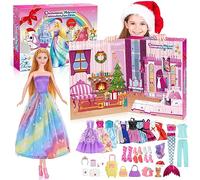 HappyGoLucky Calendrier de L'Avent 2024 Fille, Jouet Fille 3-9 Ans Cadeau Fille 4 5 6 7 8 9 10 Ans Jouet Enfant Vetement Accessoire Poupee Robe Princesse Fille Licorne Sirene Cadeaux de Noël Enfants