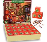 HappyGoLucky Calendrier de l'avent Adulte 2024, Puzzle Adulte 1000 Pieces Idee Cadeau Noel pour Femme Homme Enfant Calendrier de l'avent Cadeau Ado Garçon Fille Cadeau Couple Noel Amie Cadeau Original