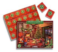 HappyGoLucky Calendrier de l'avent Adulte Enfant 2025, Puzzle Adulte 1000 Pieces Idee Cadeau Noel pour Femme, Homme, Couple et Amie - Calendrier de l'avent Original Ado Garçon Fille