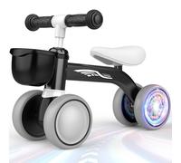 HappyGoLucky Draisienne 1 2 Ans, Vélo avec Panier, Trotteur Bebe Cadeau Enfant 1 2 Ans, Roues Colorées, Ultra-léger, Draisienne Evolutive Jouet Bebe pour 12-24 Mois, Premier Cadeau Anniversaire Noël