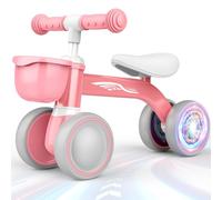 HappyGoLucky Draisienne Bebe 1 2 Ans, Jouet Enfant pour 12-24 Mois, Roues Colorées, Ultra-léger, Vélo avec Panier, Draisienne Jouet Fille 1 2 Ans, Cadeau pour 12-24 Mois, Cadeaux de Noël Enfant