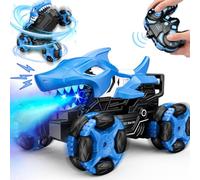 HappyGoLucky Monster Truck Requin Telecommande pour Enfants, Voiture Télécommandée Cadeau Garcon 6 7 8 9 Ans Jouet Garçon 3-10 Ans Voiture Télécommandée Tout Terrain Jouet Enfant 4 5 6 Ans