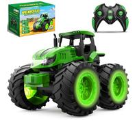 HappyGoLucky Tracteur Télécommandé pour Enfant avec Lumière, 2,4 GHz, Vert | Jouet Tracteur RC avec Télécommande 2,4 GHz et Lumière, pour Enfants de 3 à 12 Ans, Idéal comme Cadeau de Noël