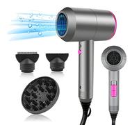 HappyGoo Sèche-cheveux Professionnel Ionique,Séchage Rapide,Protection Thermique,Bouton Air Froid,3 Niveaux de Température,2 Buses et 1 Diffuseur,Seche cheveux pour la famille et le salon de coiffure